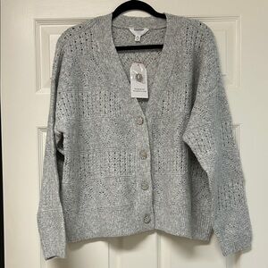 Time and Tru Light Gray Women's Cardigan with Sparkly Buttons! Size XL